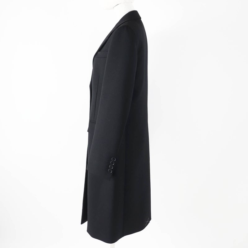 Prada 2021 P6490 Wool Long Length Chester Coat Black 38 Garmented Made In