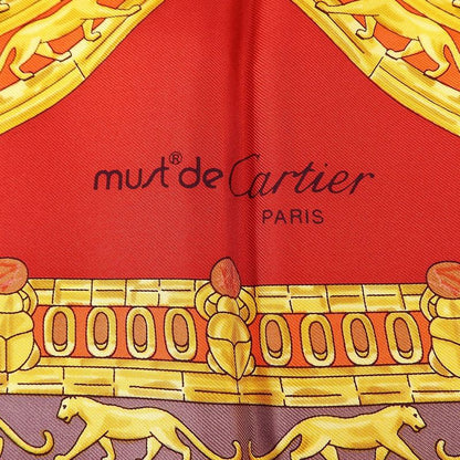 Cartier Must De Cartier Scarf 100% Silk Red Bordeaux Small Accessories Fashionab