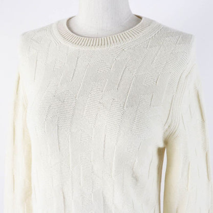 Hermes 23AW 3h2617d4 Wool H Motif Crewneck Long Sleeve Knit Pullover Ivory 34