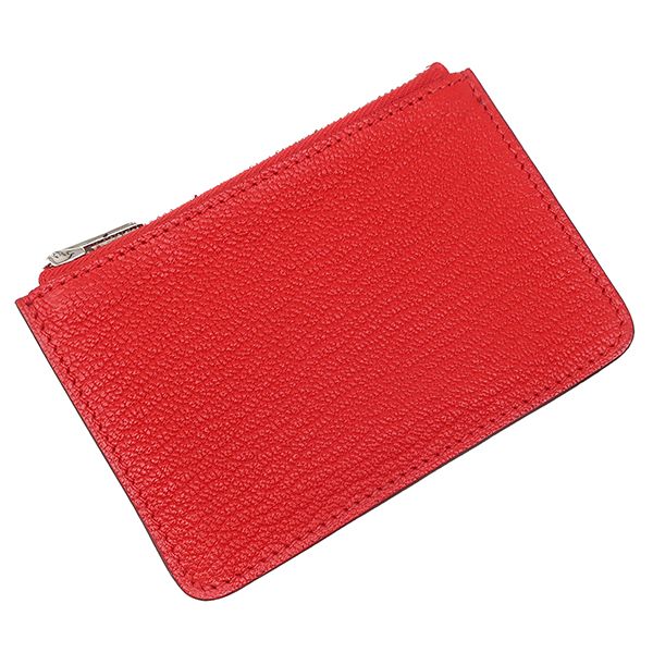 Hermes Bifold Wallet Lauris Luli Slim Chevre Rouge Coup Silver Hardware Red