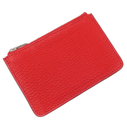 Hermes Bifold Wallet Lauris Luli Slim Chevre Rouge Coup Silver Hardware Red