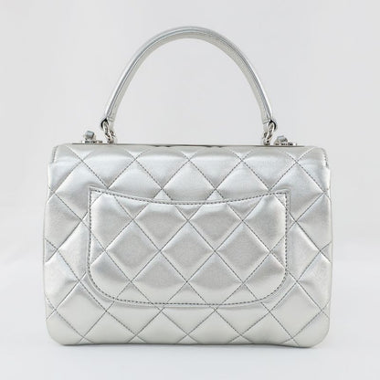 Chanel Trendy CC Top Handle Flap Bag 2WAY Shoulder Bag Silver Color