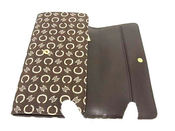 Celine C Macadam Canvas And Leather Bifold Long Wallet Women's