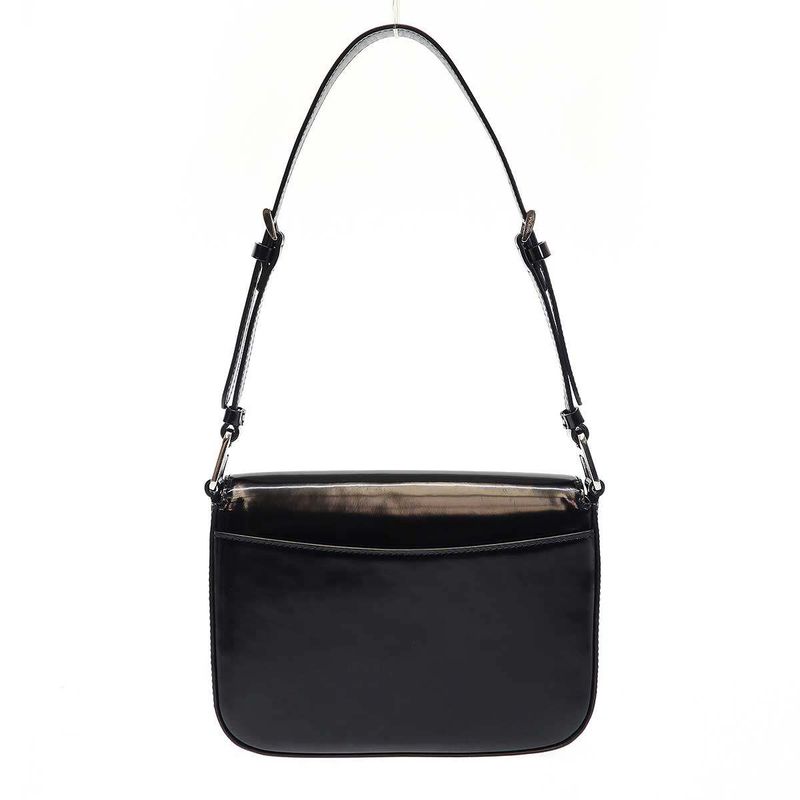Prada Brushed Leather Shoulder Bag Black