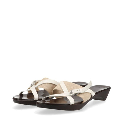 Hermes Leather Wood Sole Belt Sandals Women's 35 Brown Made In Spain