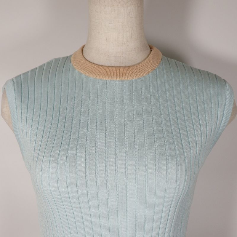 Chanel Ensemble Piping 97P P07389v00348 Cotton Light Blue/orange Women's