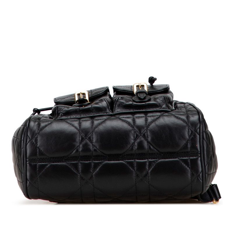 Dior Macrocanage Caro Caro Medium Backpack Rucksack Black Leather Women's Dior