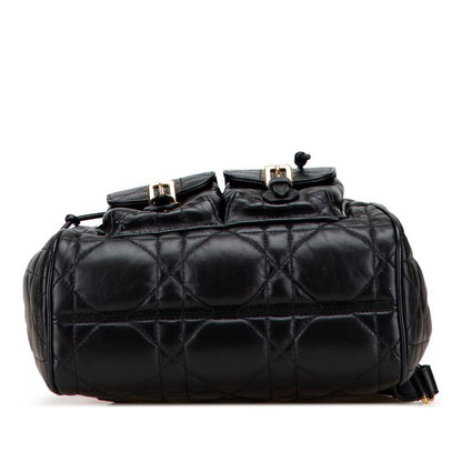 Dior Macrocanage Caro Caro Medium Backpack Rucksack Black Leather Women's Dior