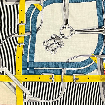 Hermes Carre 140 Large Size Stole Shawl Scarf MORS A Jouets Horse Bit Cashmere