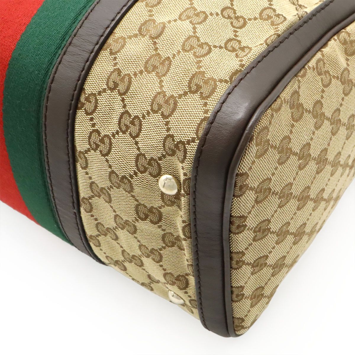 Gucci GG Canvas Sherry Line Handbag Mini Boston Bag 2WAY Shoulder Bag Leather