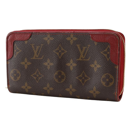 Louis Vuitton Zippy Wallet Retiro M61854 Monogram Canvas Threes Brown/red