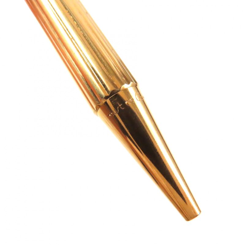  Cartier Trinity Striped Logo Engraved Twist Ballpoint Pen Gold