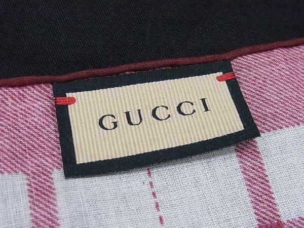 Gucci Horsebit 100% Cotton Scarf Handkerchief Women White And Pink Ar5806