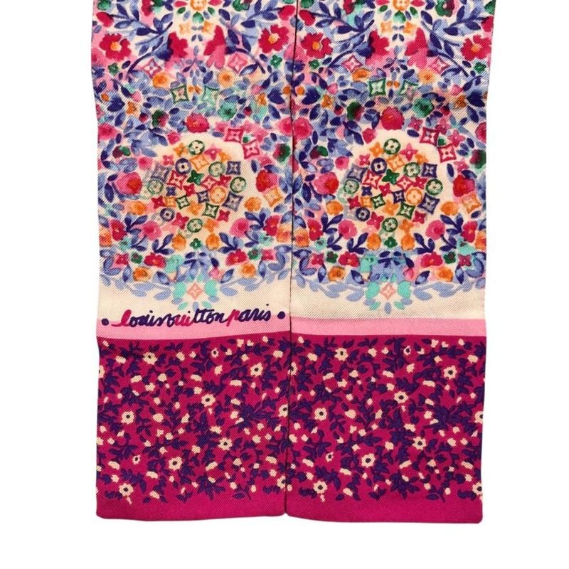 Louis Vuitton Silk Scarf Bandeau Catania M72853 Monogram Floral Pink Louis
