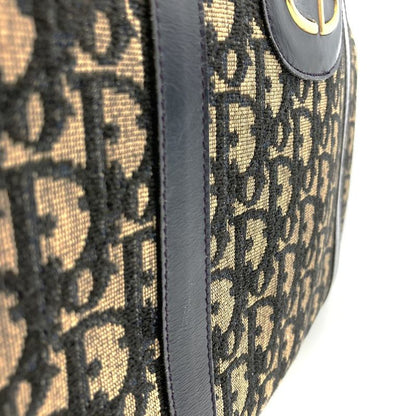 DIOR Handbag Vintage Boston Bag Navy Blue Canvas Trotter Women Men