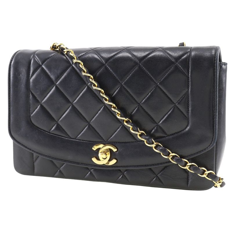 Chanel Diana Chain Shoulder Matelasse Lambskin Black Ladies Shoulder Bag
