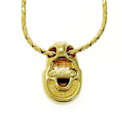 Christian Dior GP Rhinestone Colored Stone Necklace Gold Blue 481146 Necklace