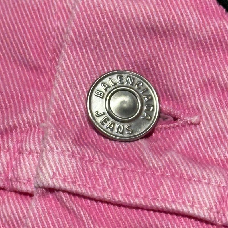 Balenciaga 21ss Front Logo Dyed Pink Denim Jacket 594386 Tew37 32 Pink X Black