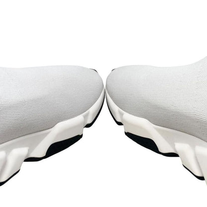 Balenciaga Sneakers Speed Trainers 549823 41 Size Knit Logo White Balenciaga