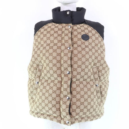 Gucci 23SS 717547 GG Cotton Canvas Down Vest Brownish 38 With Hanger And