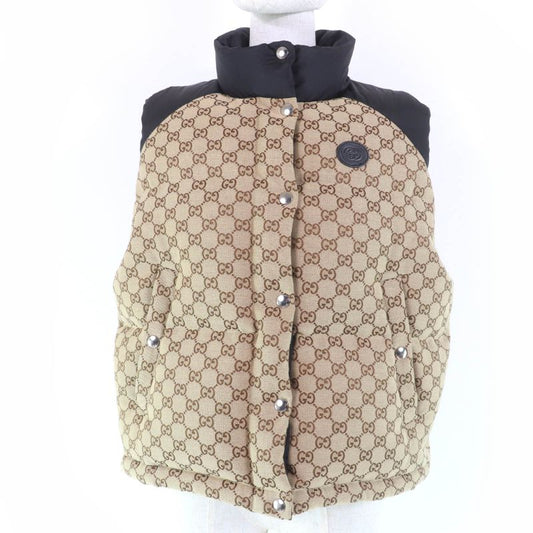 Gucci 23SS 717547 GG Cotton Canvas Down Vest Brownish 38 With Hanger And