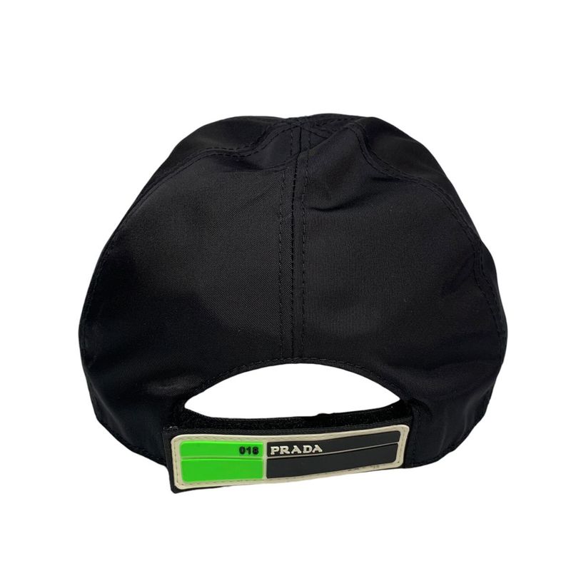 0864 Prada Cap Nylon Logo Baseball Cap 2hc274 Size L Black and Green with Box