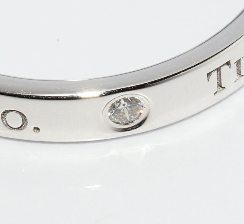 Tiffany & Co Ring Pt950 Diamond 3P (007ct) T&CO Band Ring Flat Band Ring Width