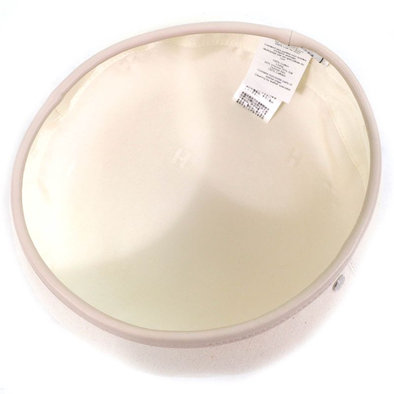 Hermes Saint Honore Charm 100% Cotton With Serie Buttons Leather Trimmed Beret