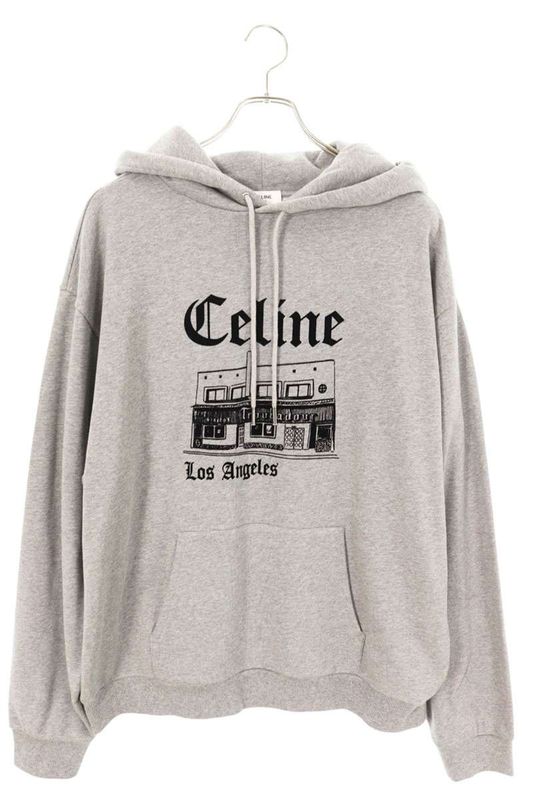 Celine Ry037510z.09mb Troubadour Felt Logo Pullover Hoodie Men's L
