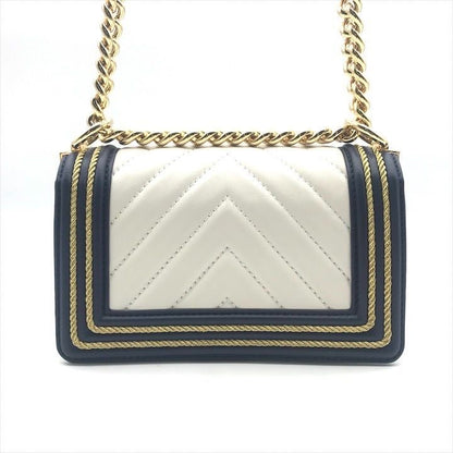 Chanel CC Logo Stitch Lambskin Bicolor Chain Shoulder Bag