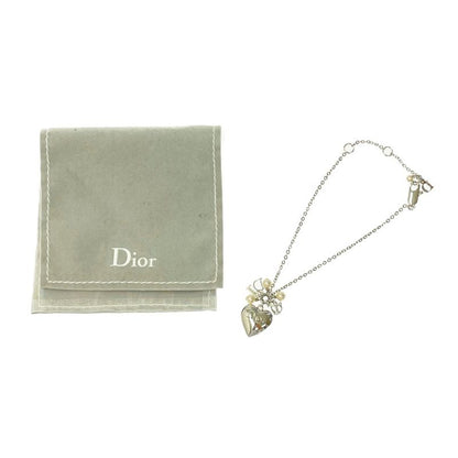 Dior Metal Faux Pearl Heart Dior Logo Bracelet Silver 318946 Bracelet