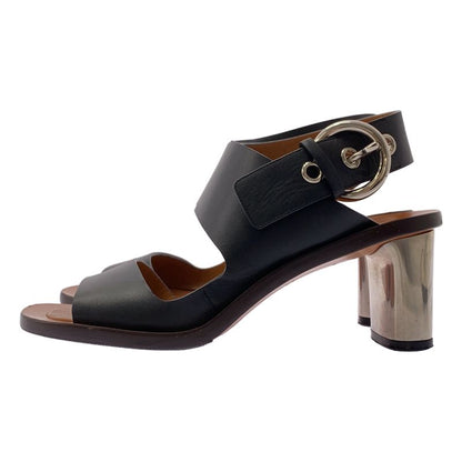 Celine Bambam Phoebe Leather Strap Metal Heel Sandals - 36 - Black Brown -