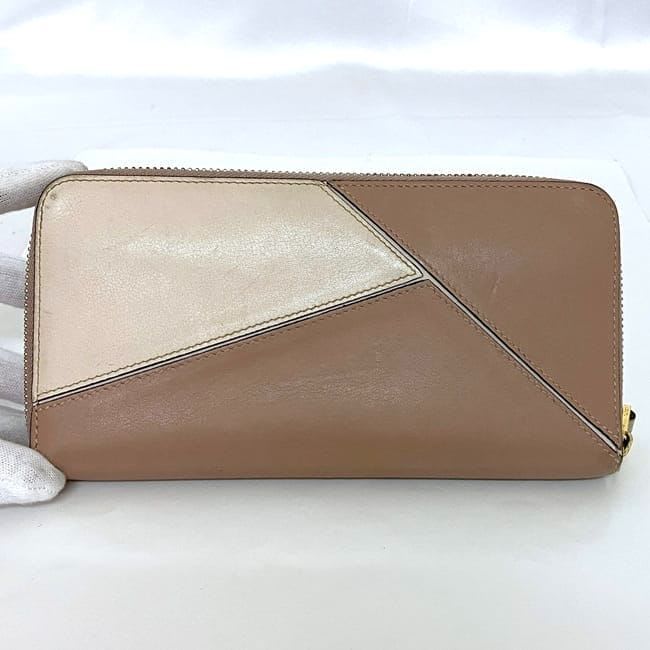 Loewe Round Zipper Long Wallet Pink Beige