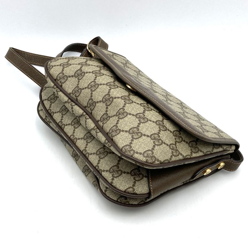 Gucci Old Gucci 001 113 Shoulder Bag Brown GG Supreme Canvas/leather Ladies Men