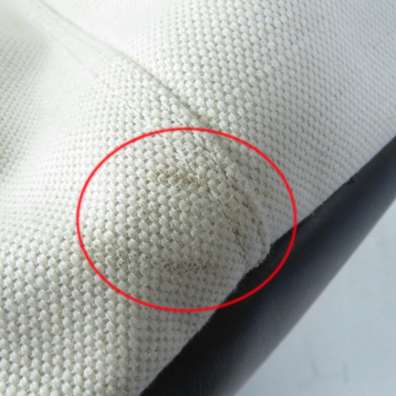 Balenciaga 339933 Small Cabas Su Cotton Canvas And Black Calfskin Handbag With