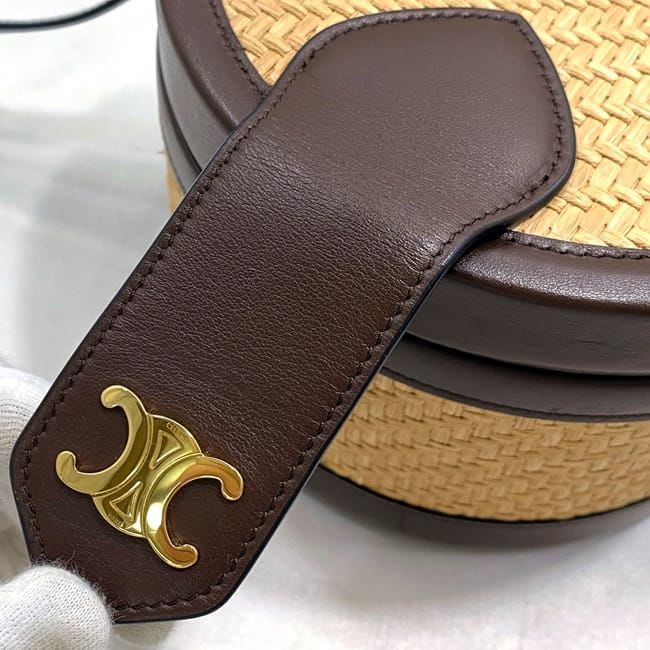 Celine Tambour Shoulder Bag Beige Brown