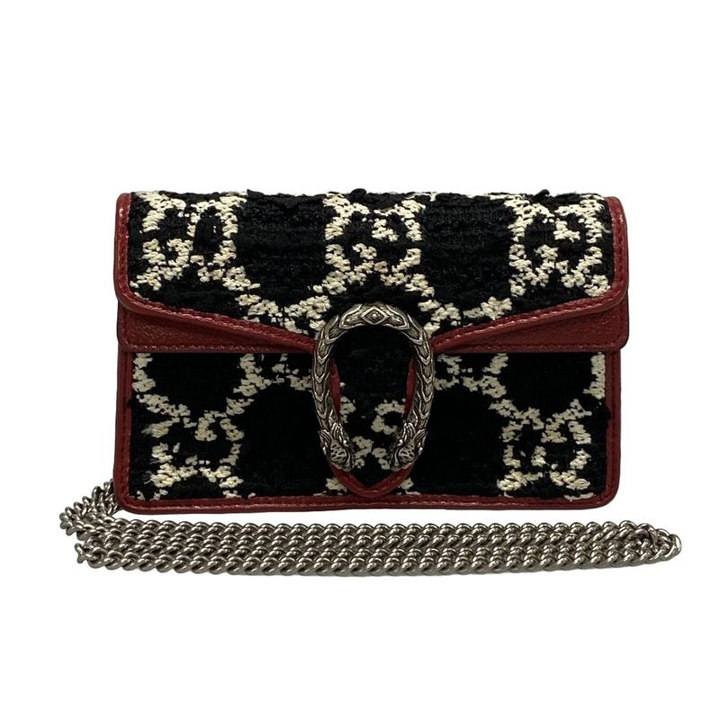 Gucci Shoulder Bag Dionysus 476432 Black White And Bordeaux Chain Shoulder/mini