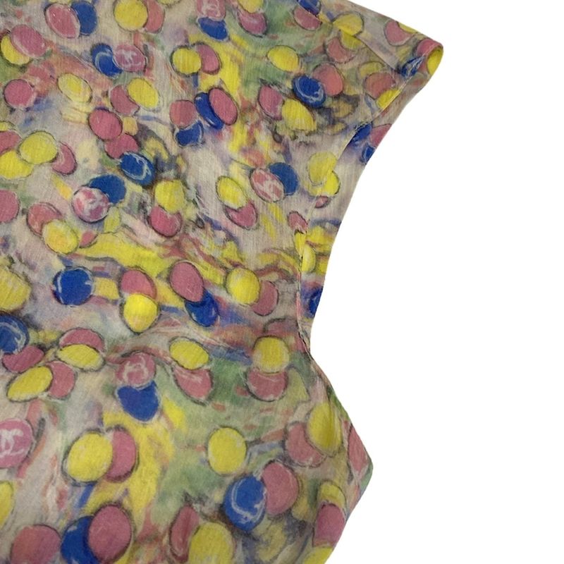 Chanel Dress Size 36 S Ladies - P40222 Pink X Yellow X Multi Short Sleeves Knee