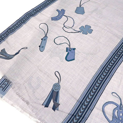 Hermes Shawl Rectangle 70% Cashmere 30% Silk Blue Cashcil Accessories