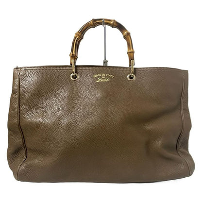 Gucci Bamboo Shopper Tote Bag 323658 Dark Brown Leather