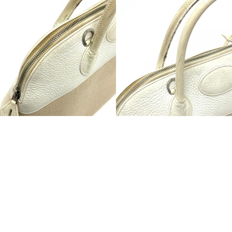 Hermes Handbag Bollide 35 Toile Ash White