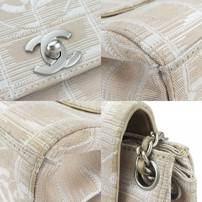 Chanel Shoulder Bag New Travel Line Nylon Pink Beige Pink Beige Silver Hardware
