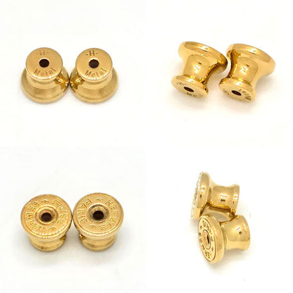 Hermes Buffalo Horn Metal Earrings Binaural Dark Brown Color Gold-tone Metal Box