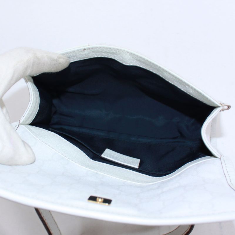 Gucci Sherry Line Waist Bag Leather X PVC White Body Bag Gold 152597