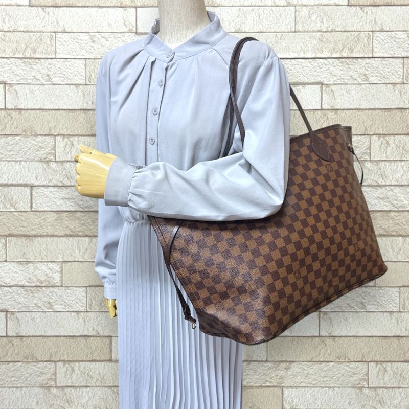 Louis Vuitton Neverfull GM Damier Tote Bag Damier Canvas N51106 Brown Ladies