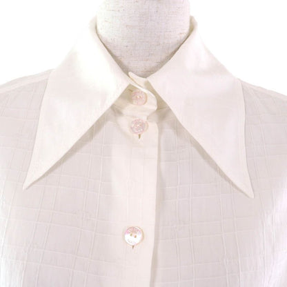 CHANEL P78855 Silk Blend Coco Mark Sleeveless Shirt Blouse With Logo Button