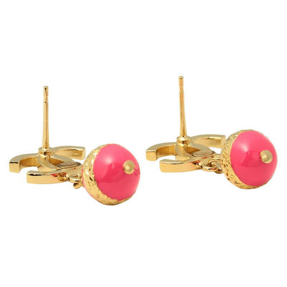 Chanel Earrings Stud Earrings Gold/pink