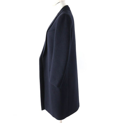 Celine 100% Wool Phoebe Period Front Open Crombie Coat 100% Silk Lining Navy