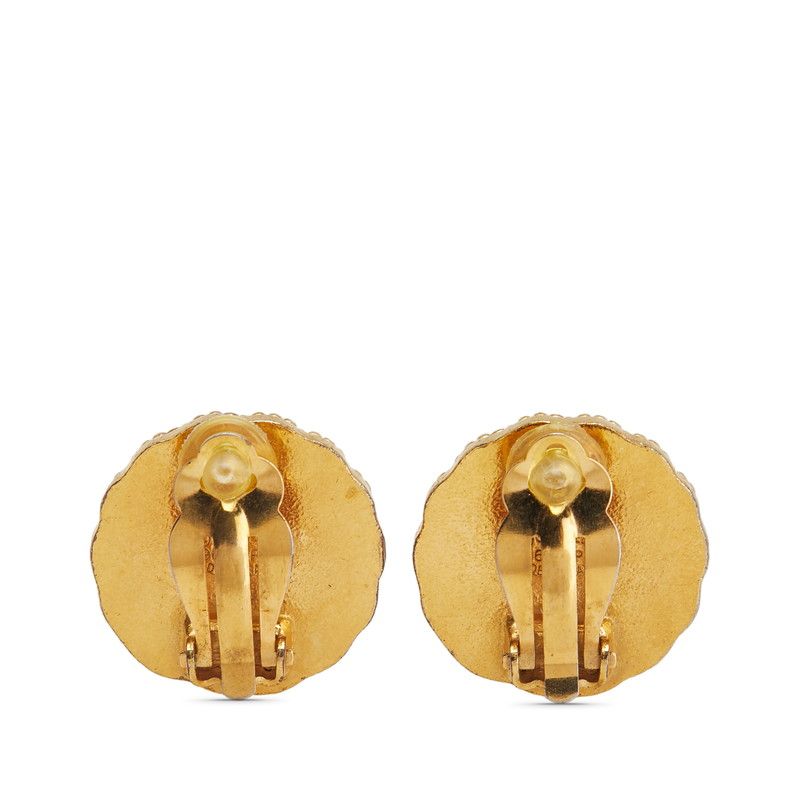 Chanel Vintage Coco Mark Round Gold Green Plated Ladies Chanel