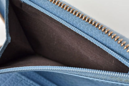 Unused Gucci Folding Wallet Gucci Swing Leather Light Blue 354497